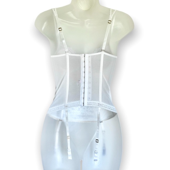 VS Very Sexy Corset Garter Belt Bustier Leopard & White Lace Lingerie Size 34B - Picture 7 of 16